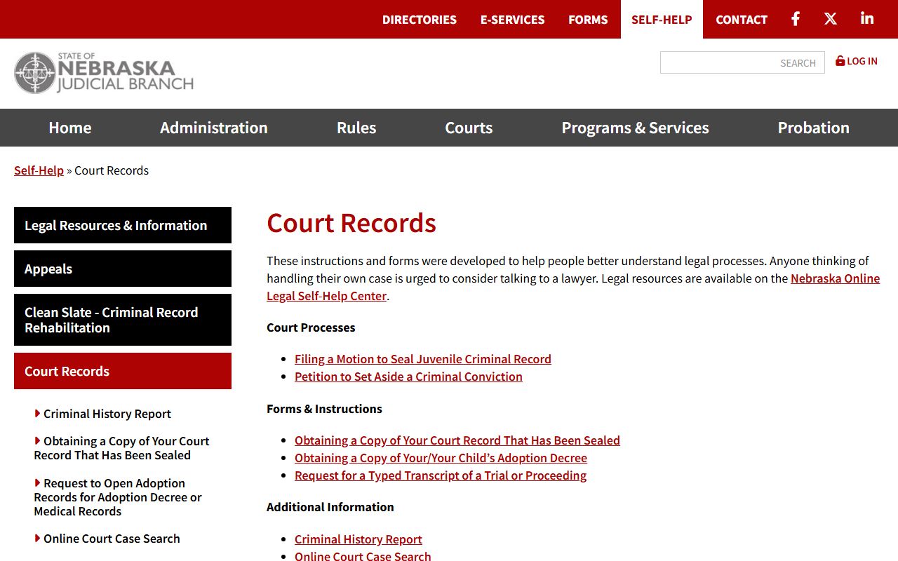 Pierce County court records after jail arrest Nebraska court records help page