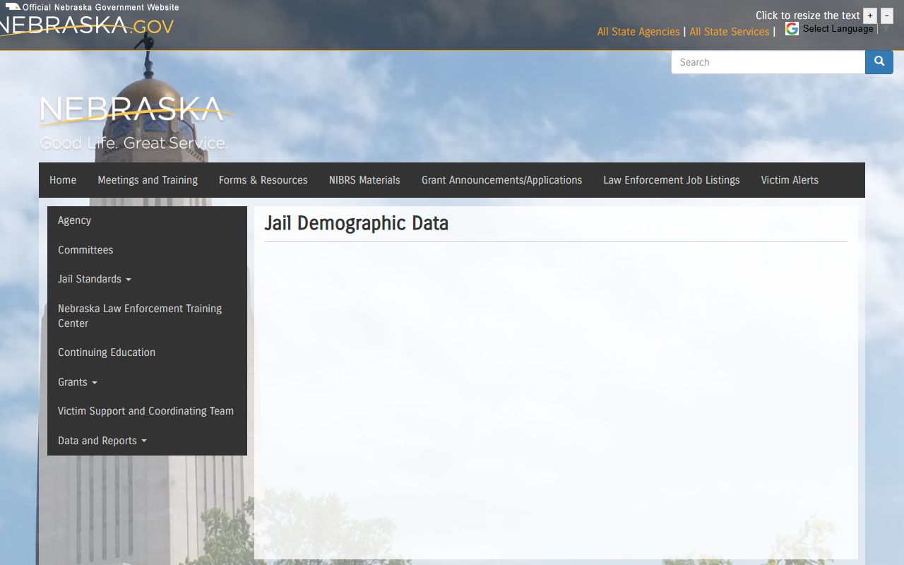Pierce County inmate population Nebraska jail demographic dashboard