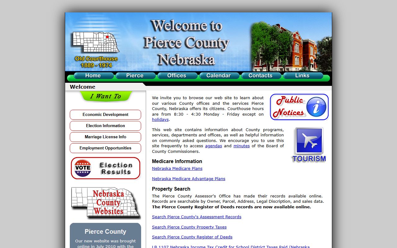 Pierce County Jail courthouse location and county homepage
